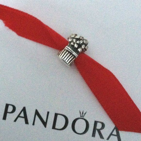 New Pandora Silver & Gold Love Bouquet Flower Basket Bead Charm 790441 w Box - Picture 8 of 8